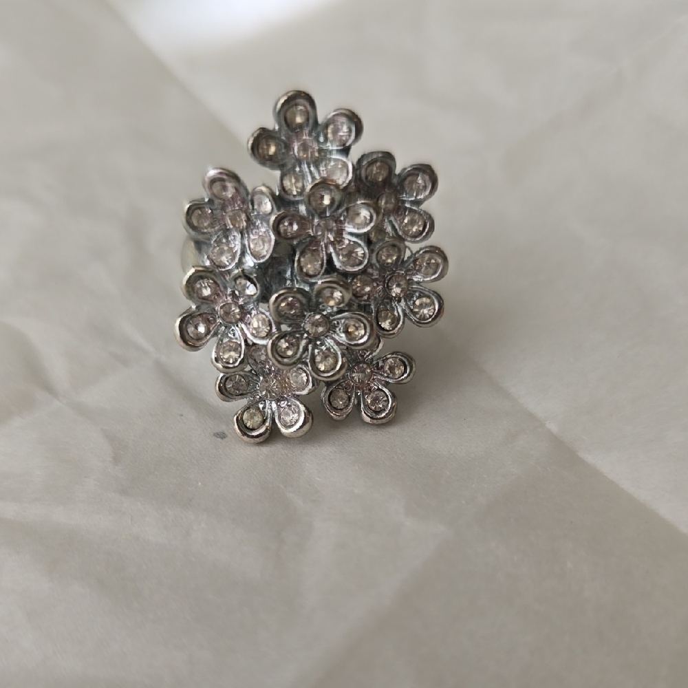 Silver Floral Cluster Ring